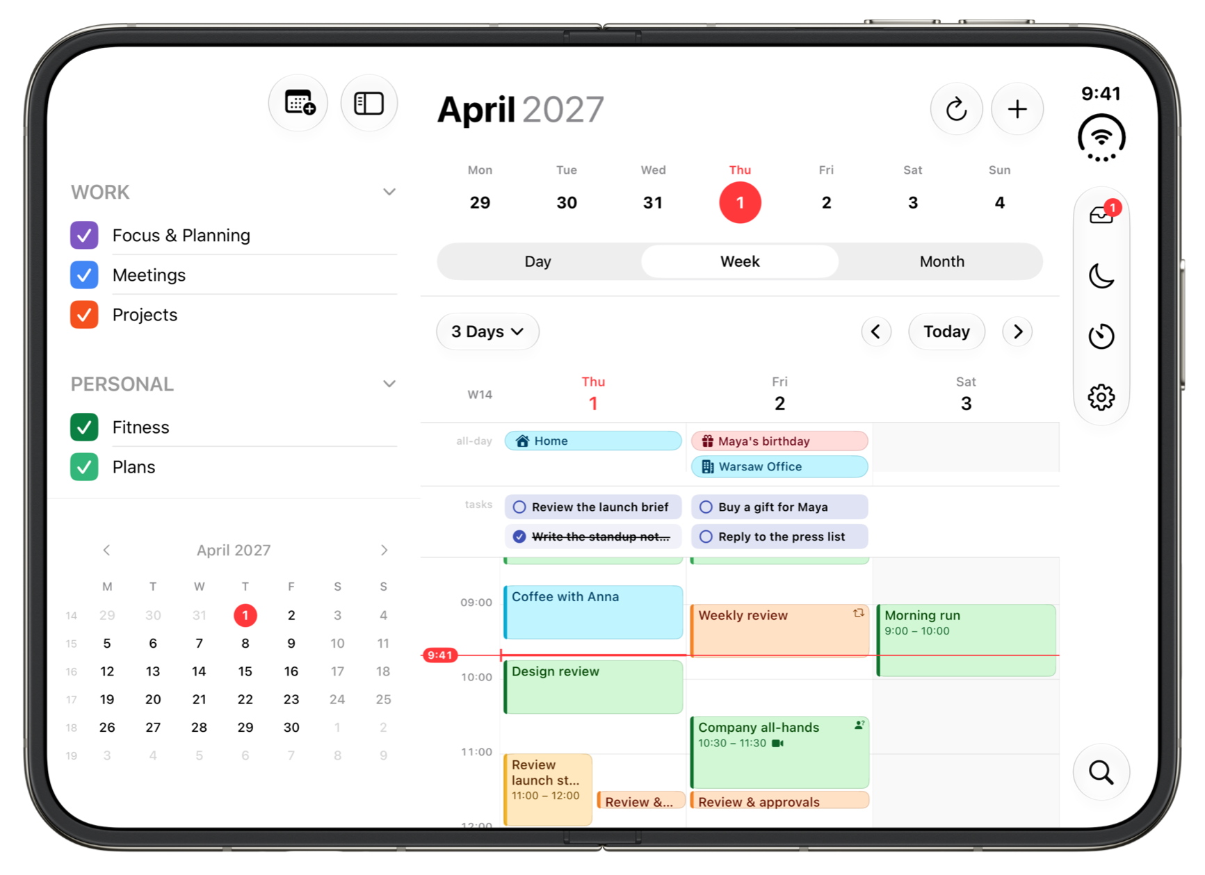 hora Calendar 在 iPhone Duo 上的截图,由用户分享