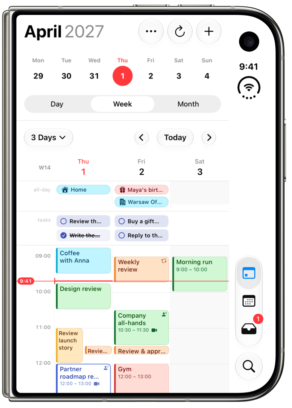 hora Calendar 在 iPhone Duo 上的截图,由用户分享