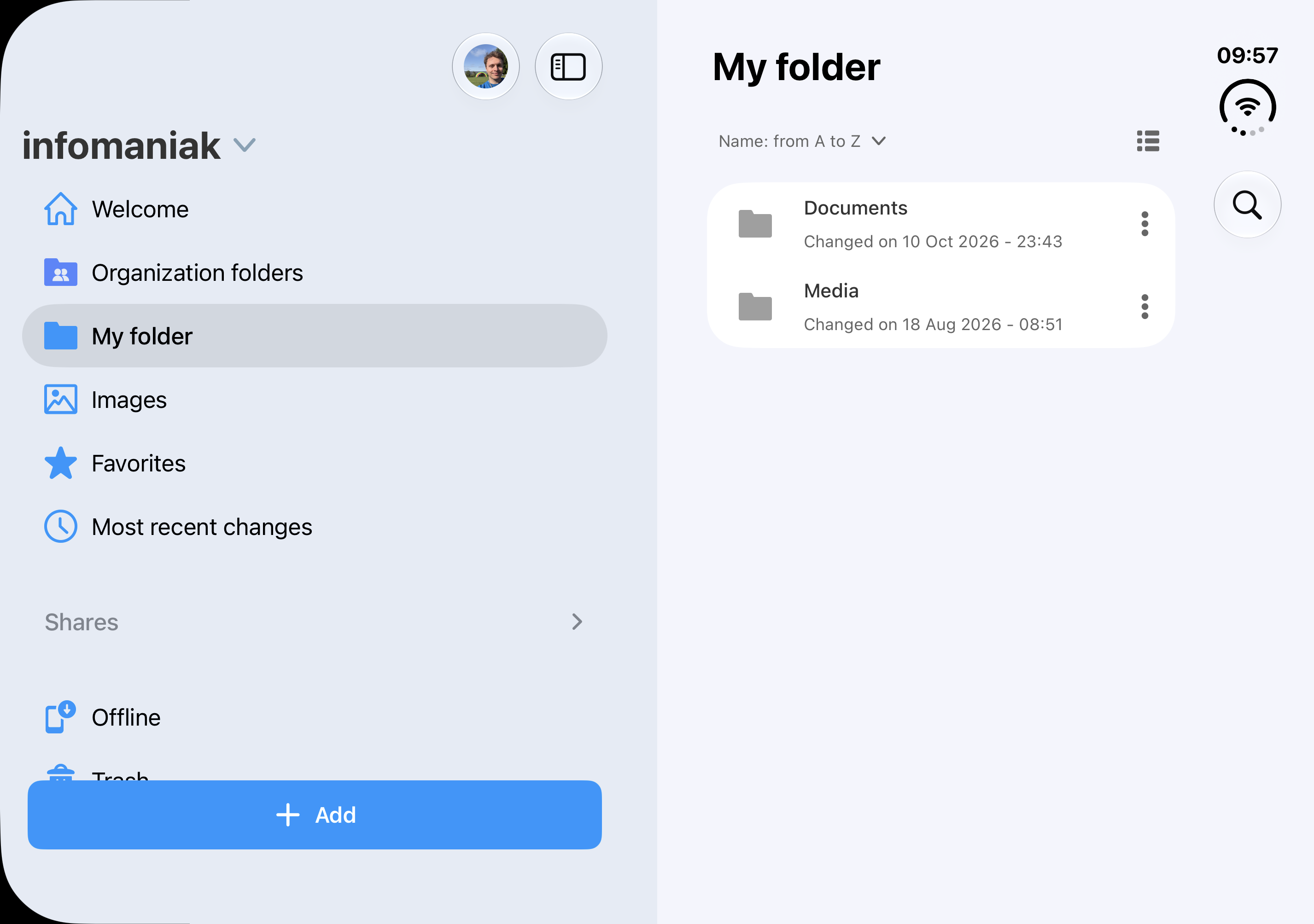 Infomaniak kDrive 在 iPhone Duo 上的截图,由用户分享