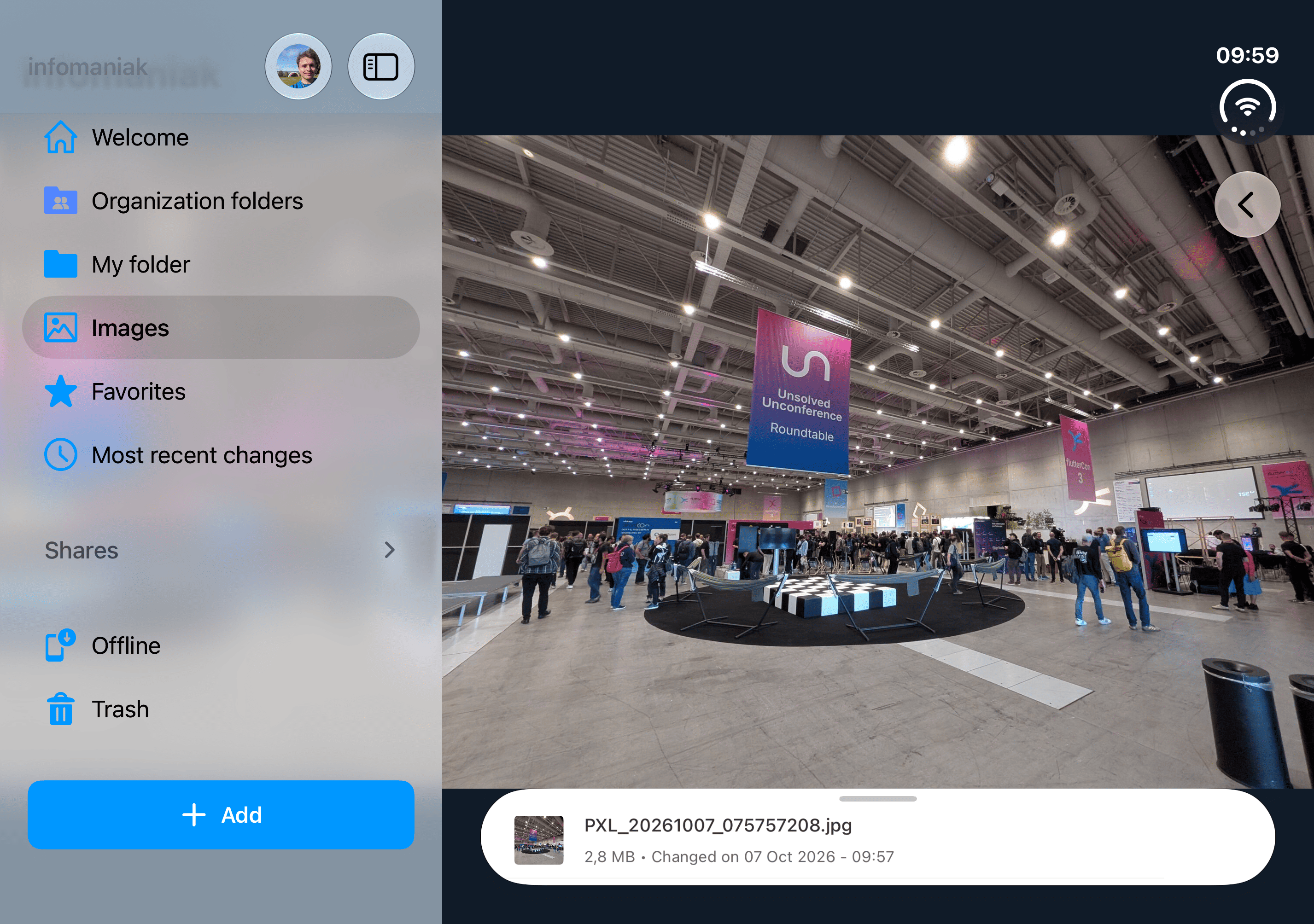 Infomaniak kDrive 在 iPhone Duo 上的截图,由用户分享